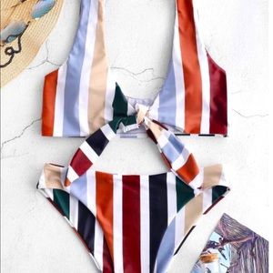 Striped Tie Bikini Set